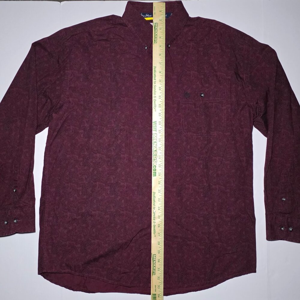 Wrangler George Straight Cowboy Mens Maroon and Black Button Up Shirt Size XL - Picture 13 of 13